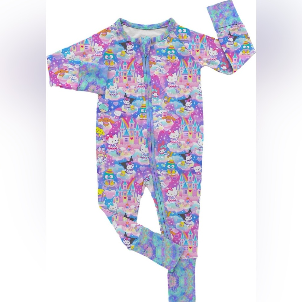 NWT Sugar Swan Hello Kitty Bamboo Long Sleeve Zippy Romper 0/3 Months